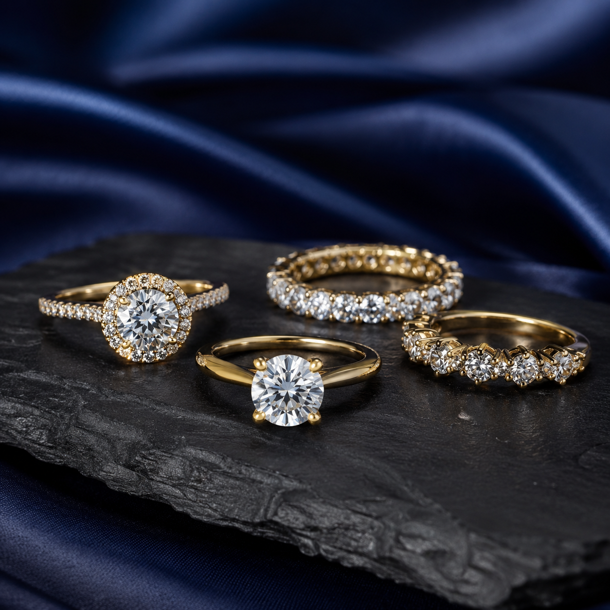 Diamonds and gold in focus
