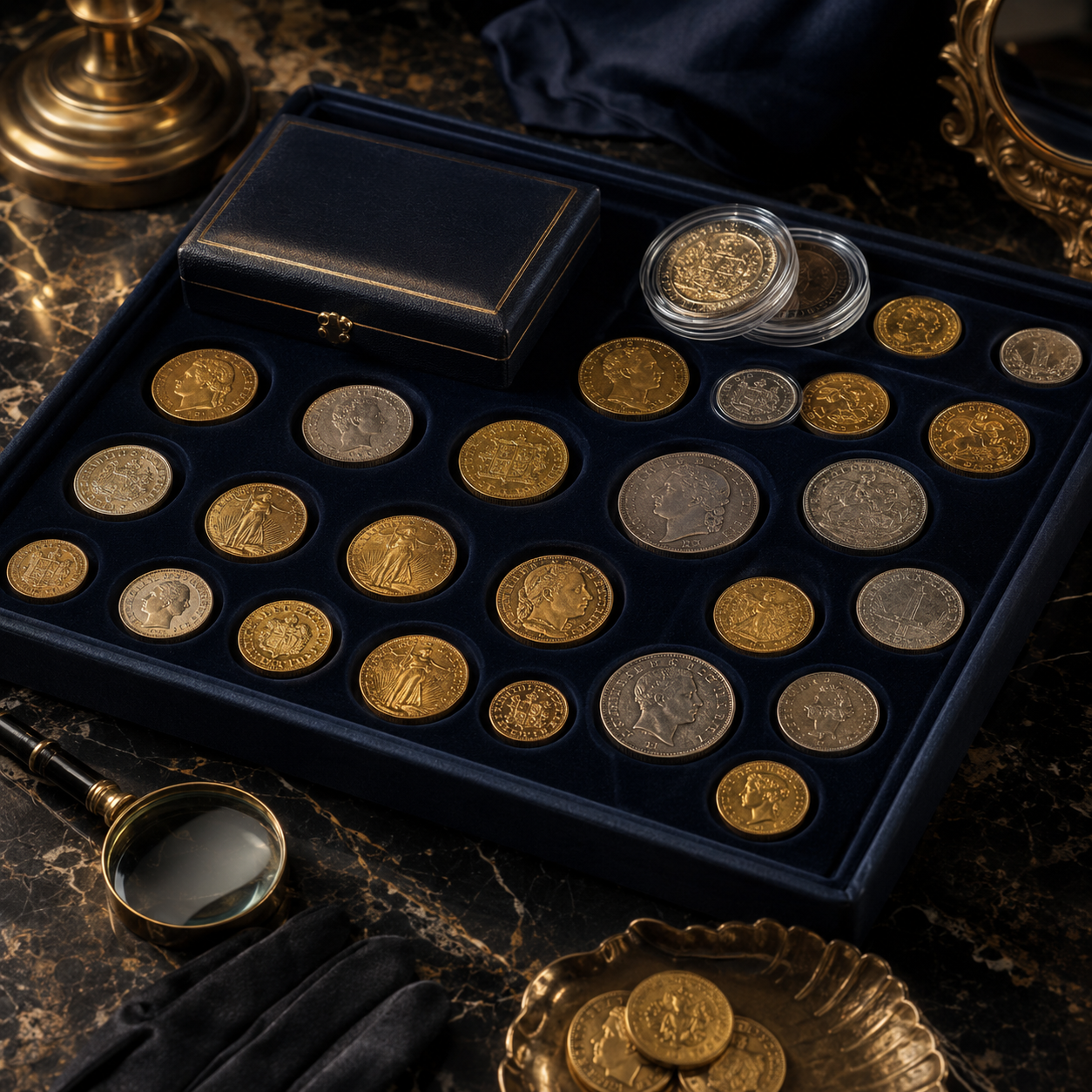 Inherited Luxurious coin collection display