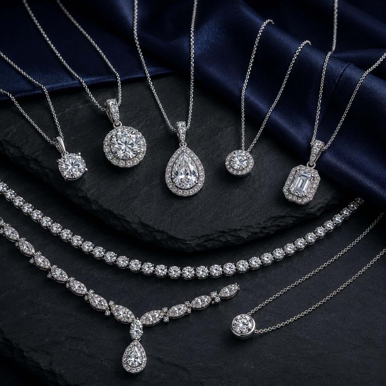 Luxurious diamond jewelry display