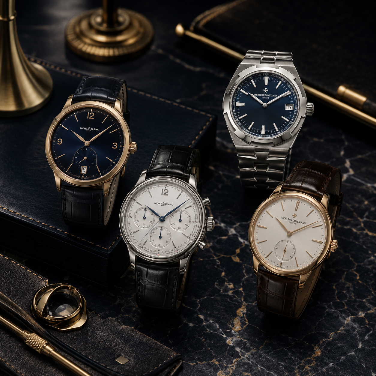 Luxury watch still life arrangement