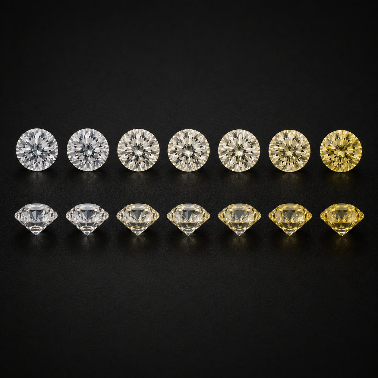 Symmetrical diamond display on dark backdrop